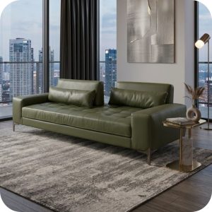 Sofá GIBRA VINIL con respaldos ajustables independientes verde