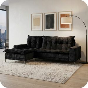 Sofá cama esquinera JENNIFER I negro